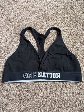 PINK Victoria's Secret Black PINK NATION Racerback Sports Bra